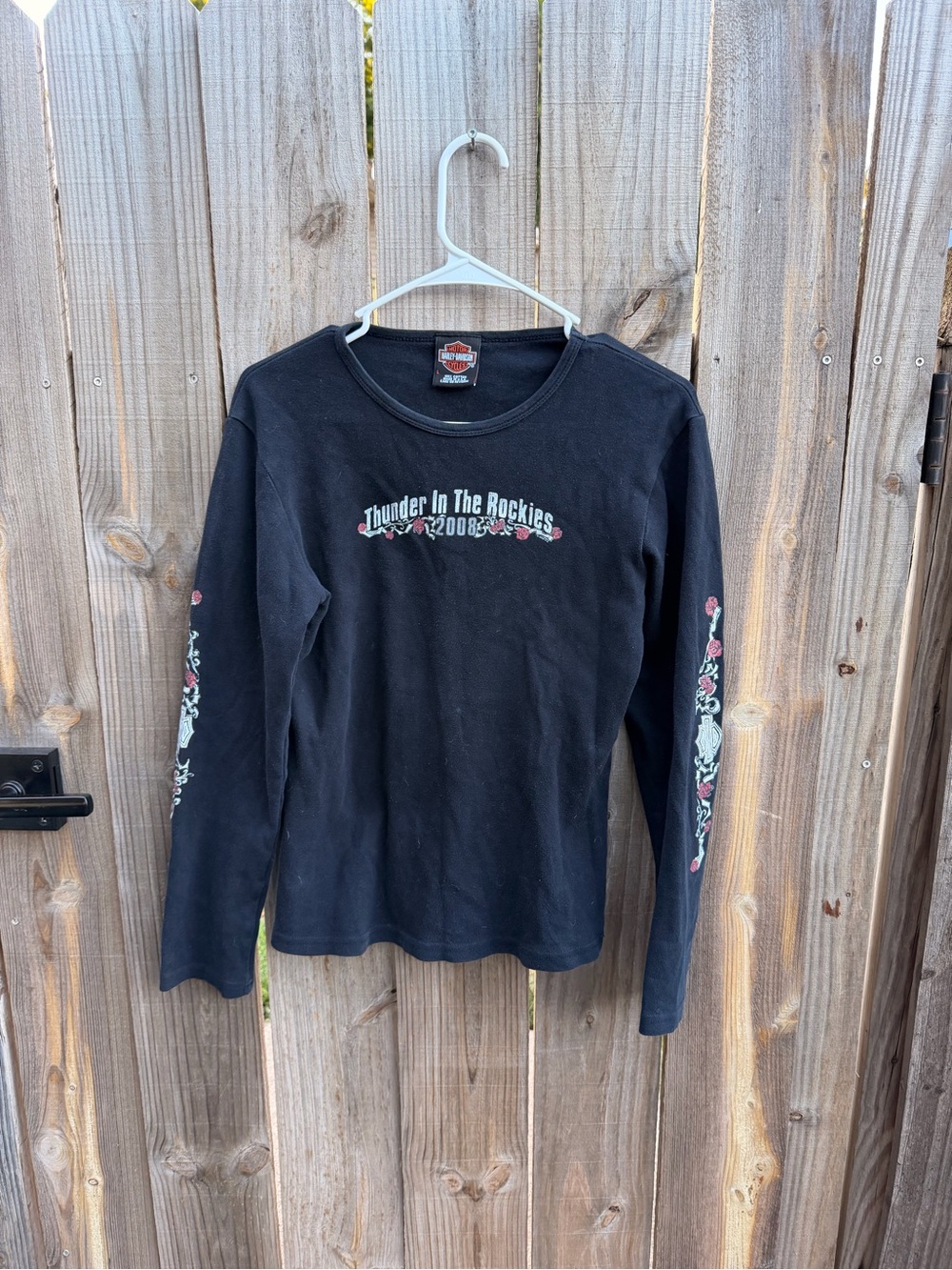 Harley-Davidson Black "Thunder in the Rockies" Long Sleeve Tee Size Large